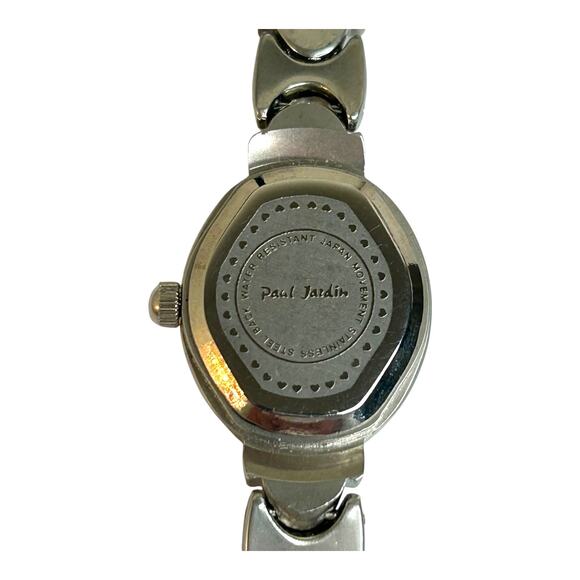 Womens Vintage Paul Jardin Silver Tone Quartz Watch Black Dial - Picture 6 of 8